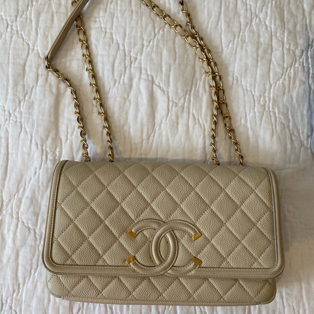 Authentic Chanel Beige Cross Body